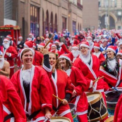 drummers santas father christmas smiling