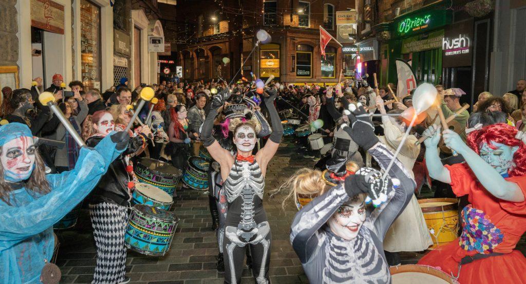halloween street drumming carnival band